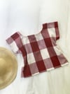 Ready Made Burgundy Gingham Cropped T Top with Free Postage 