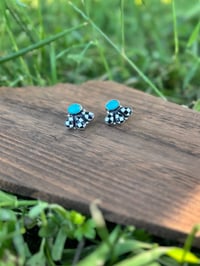 Kingman & Checkers Button Cluster Post earrings