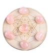  7 pcs- Natural Rose Quartz Chakra Tumbled Gemstones Kit With Healing Crystal Grid