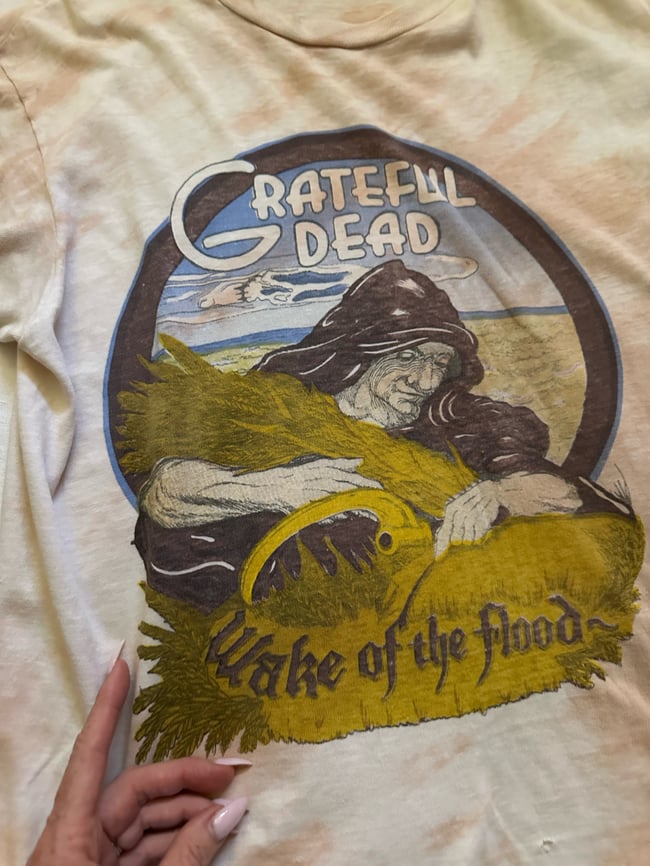 early 1970s Grateful Dead wake of the flood concert tour t shirt band tee