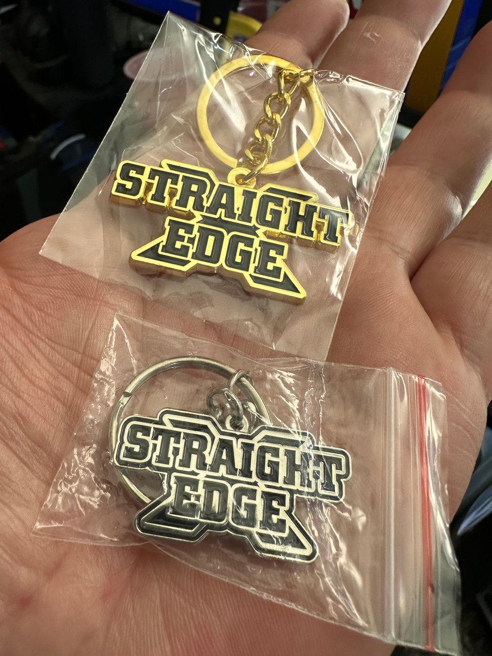 Silver & Gold “Straight Edge” metal Keychain Bundle 