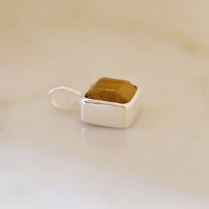 Image of Tiger Eye square cut silver necklace