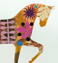 Image 3 of Fifi, a terracotta and pink monoprinted horse with collage