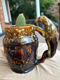 Image 2 of Bunny Ears Cactus in 1840 Rockingham Harbor Pottery Hound Dog Ceramic Mug