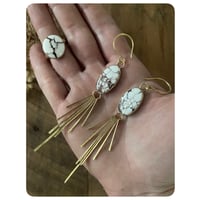 Image 3 of Wild Horse Jasper Solid Brass Fringe Earrings and Ring Set