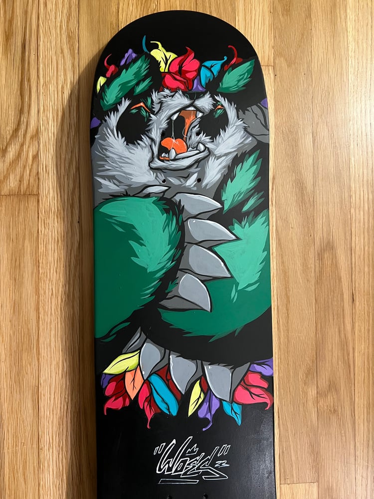 Image of GREENZ Skate Deck- Acrylic and Ink on Skate Board