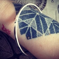 Image 2 of Celestial Sterling silver hand stamped star bangle 925. Hand stamped starry bracelet.