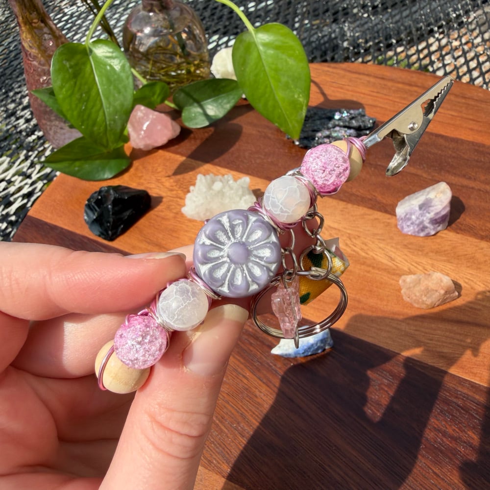 Image of lilac habitat clip keychain