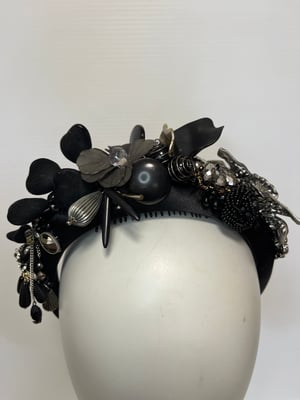 Image of Black padded headband w black trinkets 