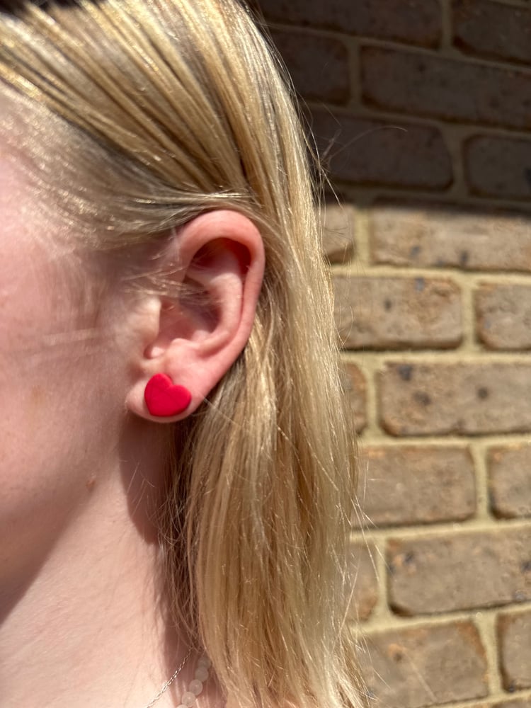 Image of red heart studs 