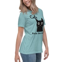 Image 12 of Women's Relaxed T-Shirt, Cats Rule the World T-Shirt | Cute Black Cat Funny Graphic Tee