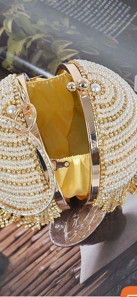 Image of Pearl Rhinestone Ball Pendant Clutch