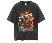 One Piece washed oversized vintage t-shirt Luffy, Sanji, Red