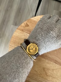Image 4 of EXTREMELY RARE 1980-90s Citzien Gold Dial Leather Watch 