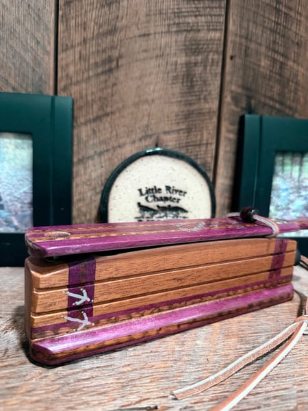 Image of Purple heart / Mahogany with snake wood inlay parquet style short box