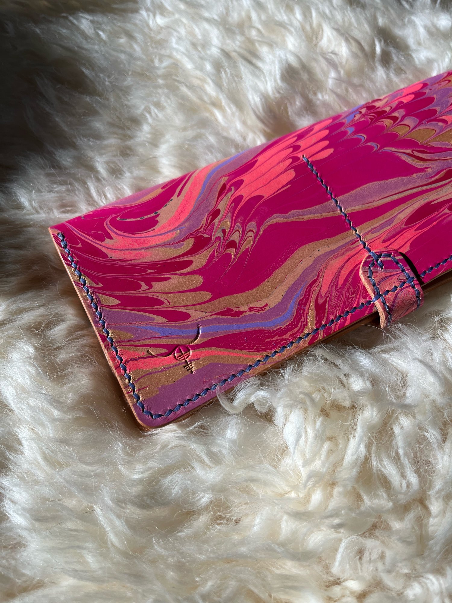 Image of Pink/Gold Marbled Long Wallet