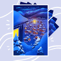 Image 1 of Sleepy Village Holiday Card 