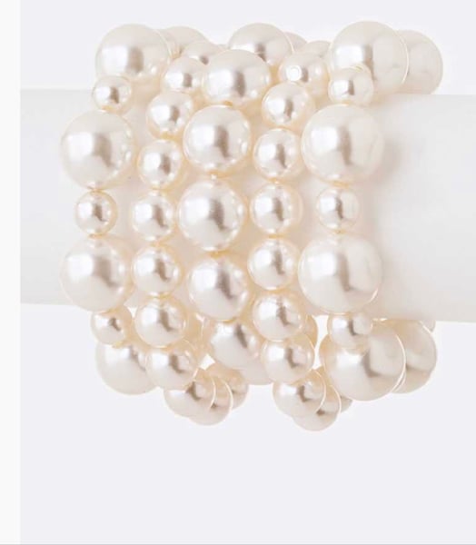 Image of Mix Pearl 5 Strands Stretch Bracelet