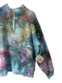 Image 6 of 1XL Ladies Quarter-Zip Pullover in Earthy Watercolor Ice Dye