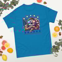 Image 2 of Retro American Sloth Flag Stars Unisex T-shirt