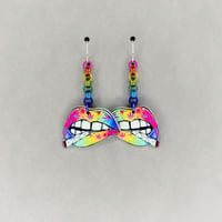 Rainbow Ganja Lips Earrings