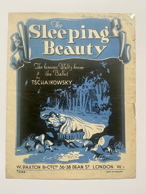 Image of The Sleeping Beauty c1942, framed vintage sheet music of  the waltz by Tschaikowsky