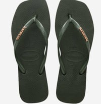 Image 1 of NEW...... Havaianas Square Logo Metallic -  Green Olive