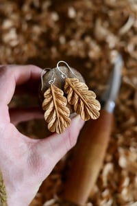 Image 4 of . Oak Leaf Earrings .