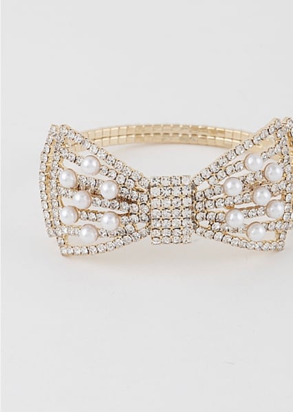 Image of Cassandra Pearl Ribbon Cuff Bracelet 