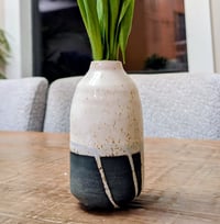Image 1 of Dark Green & White Salt Bud Vase