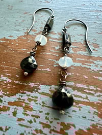 Image 2 of green tourmaline and opal earrings