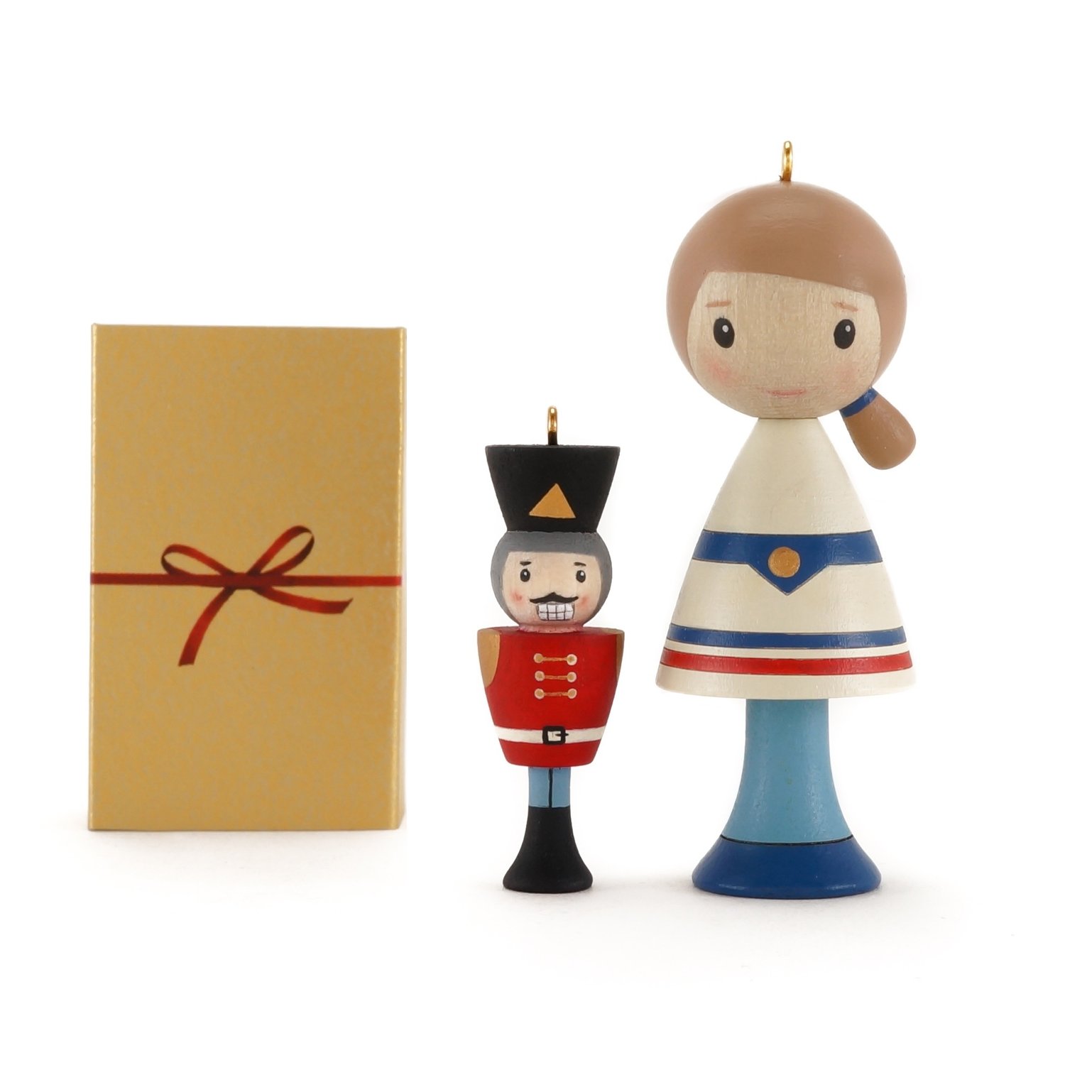 Image of Miniature Nutcracker in a matchbox & Clara Ornaments 