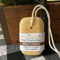 Image 3 of The Chunky Bar Urban Cowboy Triple Butter Soap On A Rope