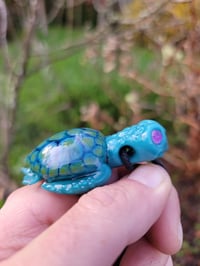Image 3 of Silver Aqua Baby Sea Turtle Pendant