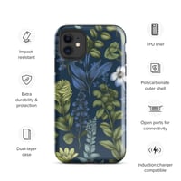 Image 2 of Art Nouveau Inspired Blue Boho Floral Tough Case for iPhone®