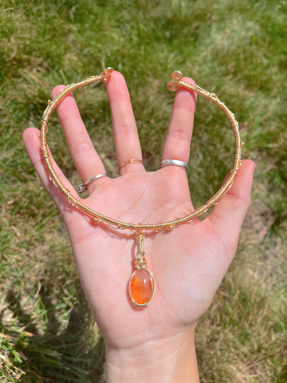 Image of CUSTOM Made To Order: Carnelian Choker (Gold or Silver)