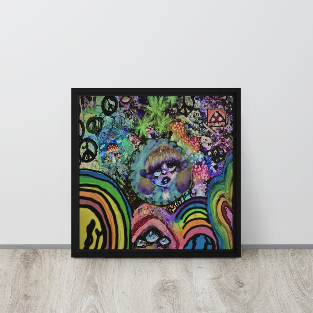 Image of "Edible Nightmare"  Trippy Abstract Framed canvas