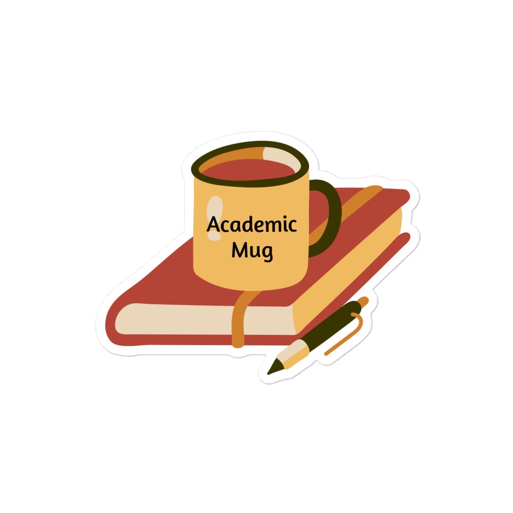 Image of Academic Mug Sticker - Mug and Notebook