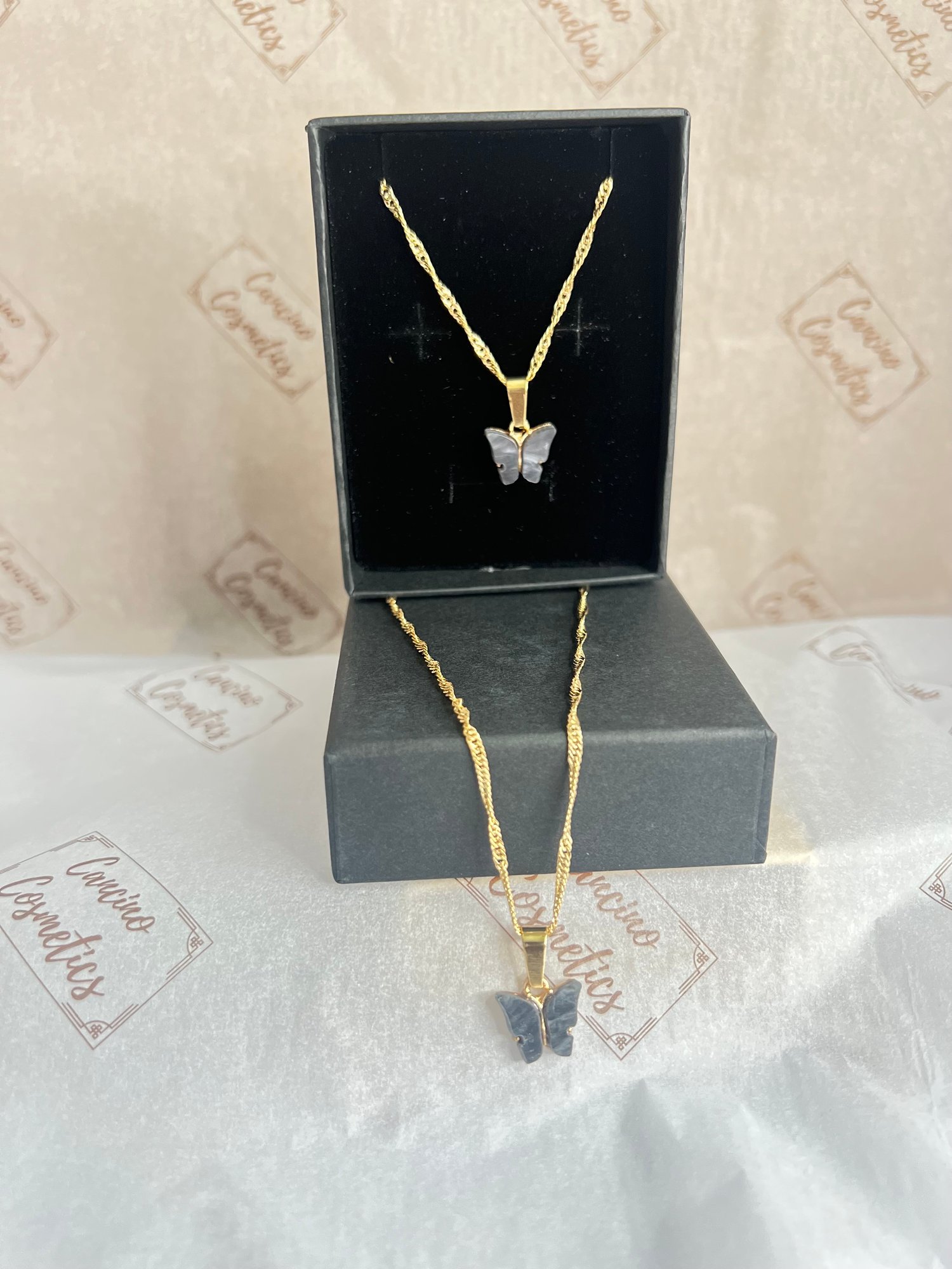 Image of BLACK BUTTERFLY CHARM NECKLACE