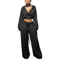 Image 3 of Long Sleeve Hoodie & Wide Leg Zipper Set