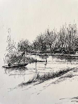 Image of VINTAGE DUTCH DRAWING: LANDSCAPE #4