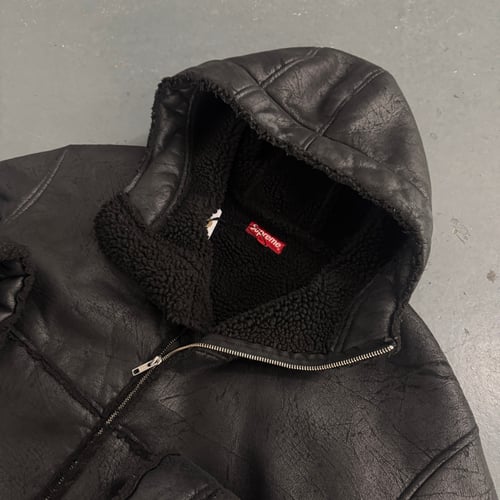 Image of 2023 Supreme Faux Shearling Hooded Jacket, size xl