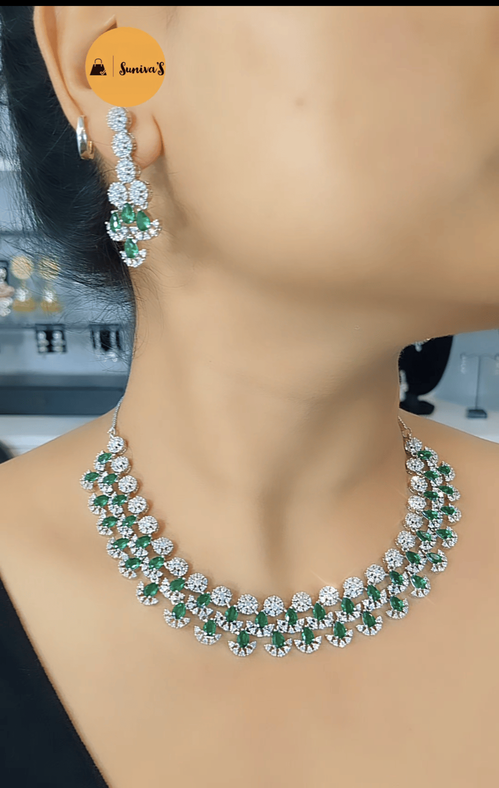 Elegant American Diamond Necklace Set With Ruby Stone – Putstyle