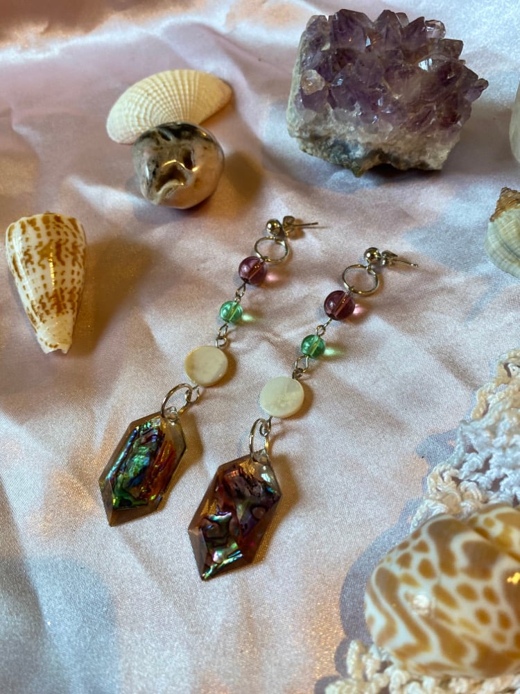 Image of Abalone Seashell Drop Earrings 