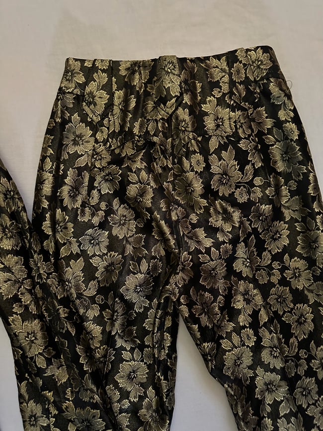 1970s gold and noir metallic western trouser suit