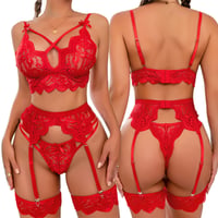 Image 1 of Sexy Erotic Lingerie Women Bra And Panty Garters 3pcs See Through Lingerie Sets Sexy Women's Underwe