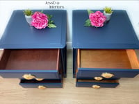 Image 5 of Navy Blue Stag Bedside Tables / Bedside Cabinets / Chest Of Drawers 