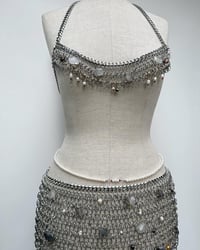 Image 2 of Chainmail Top, Natural Crystal and Peal embellished