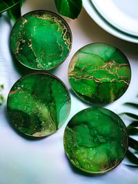 Image 2 of Set of 4 Epoxy Resin Art Coasters 'The Seeker'