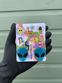 Blue Alien Earrings 